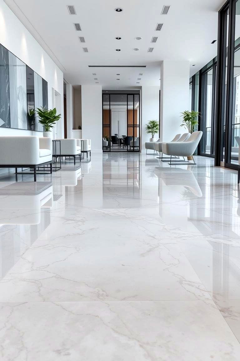 Epoxy Floors with a Glossy Marble Effect - 24 Epoxy Floor Designs