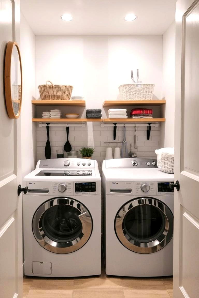 Ergonomic Layout Seamless Workflow - 24 Small Laundry Room Ideas With a Top Load Washing Machine