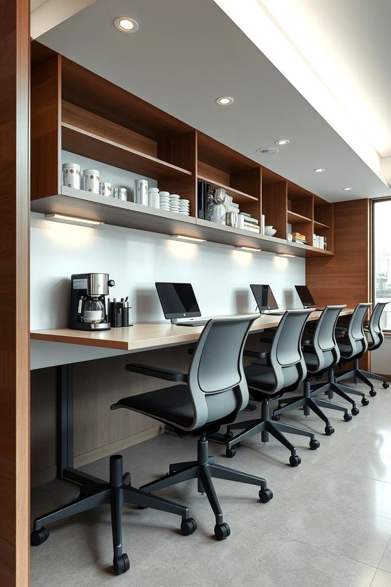 Ergonomic Workstation with Coffee - 24 Office Coffee Station Ideas