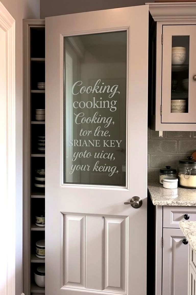 Etched Glass Quote Door for Inspirational Decor - 24 Pantry Door Ideas