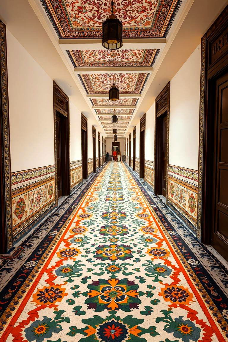 Ethnic Patterned Floor Tiles - 24 Boho Hallway Ideas