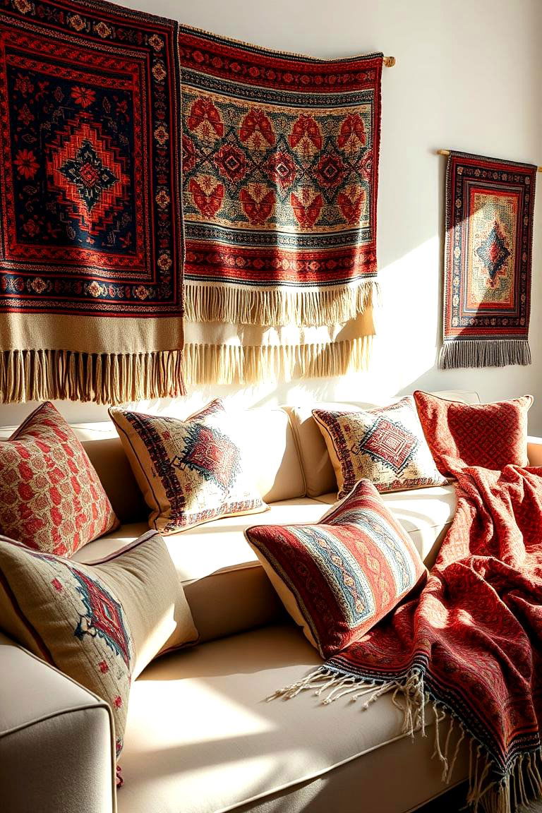 Ethnic Textile Accents - 24 Colorful Boho Decor Ideas