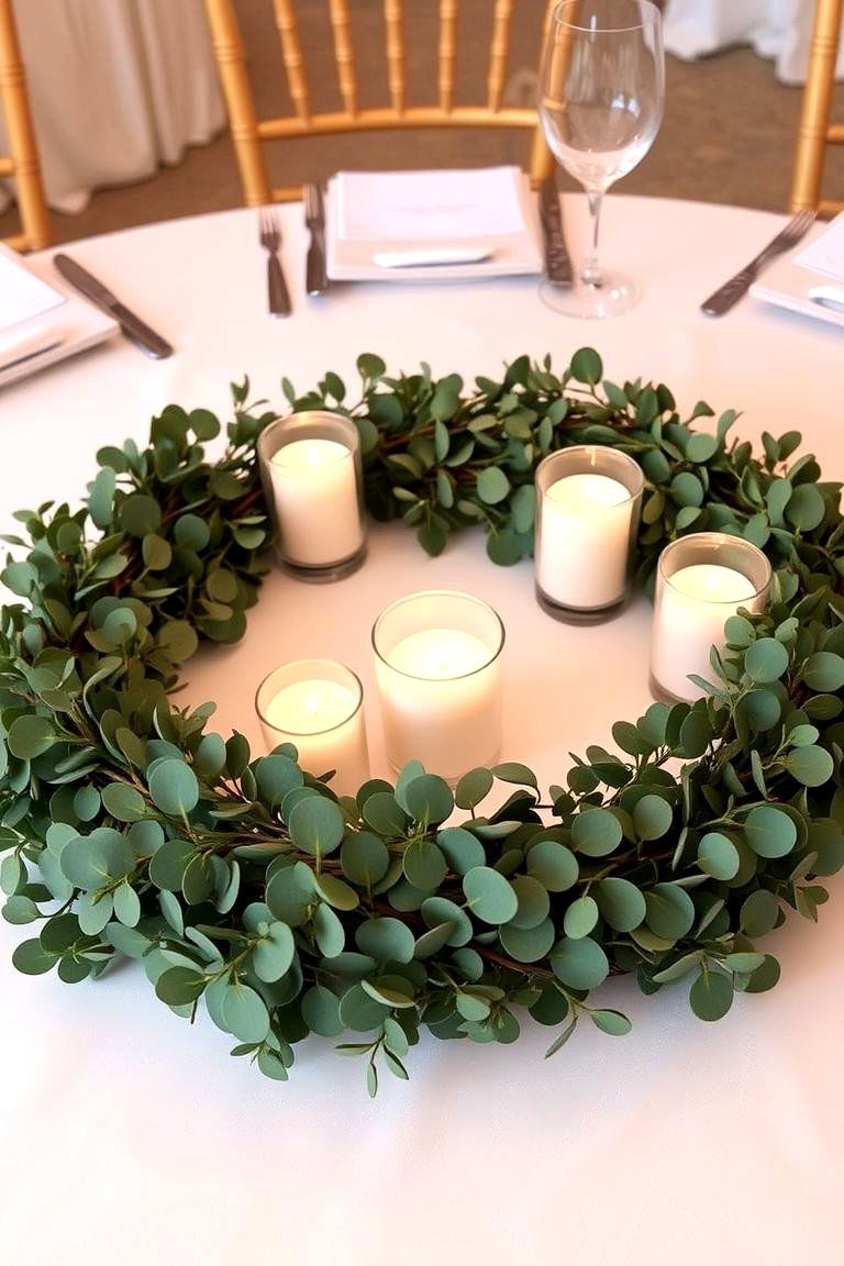 Eucalyptus Wreath Centerpieces - 24 Eucalyptus Wedding Centerpieces
