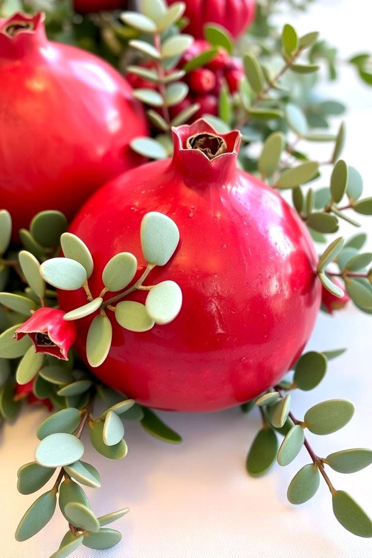 Eucalyptus and Pomegranate Accents - 24 Eucalyptus Wedding Centerpieces