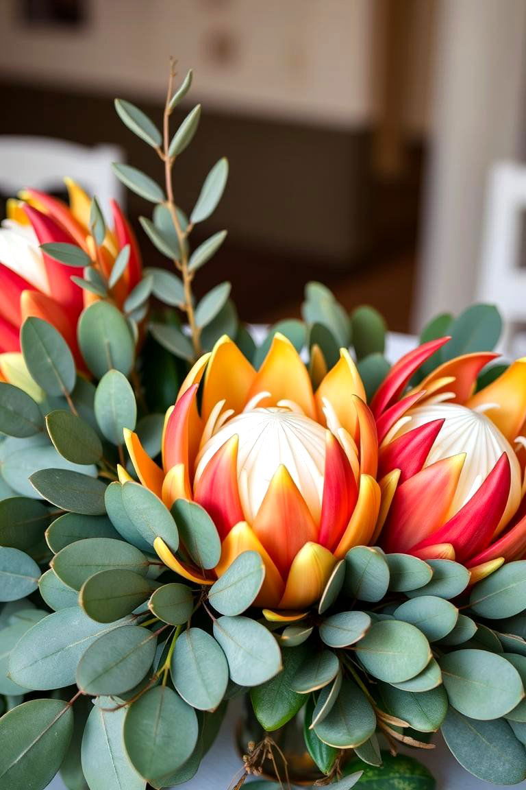 Eucalyptus and Protea Flowers - 24 Eucalyptus Wedding Centerpieces