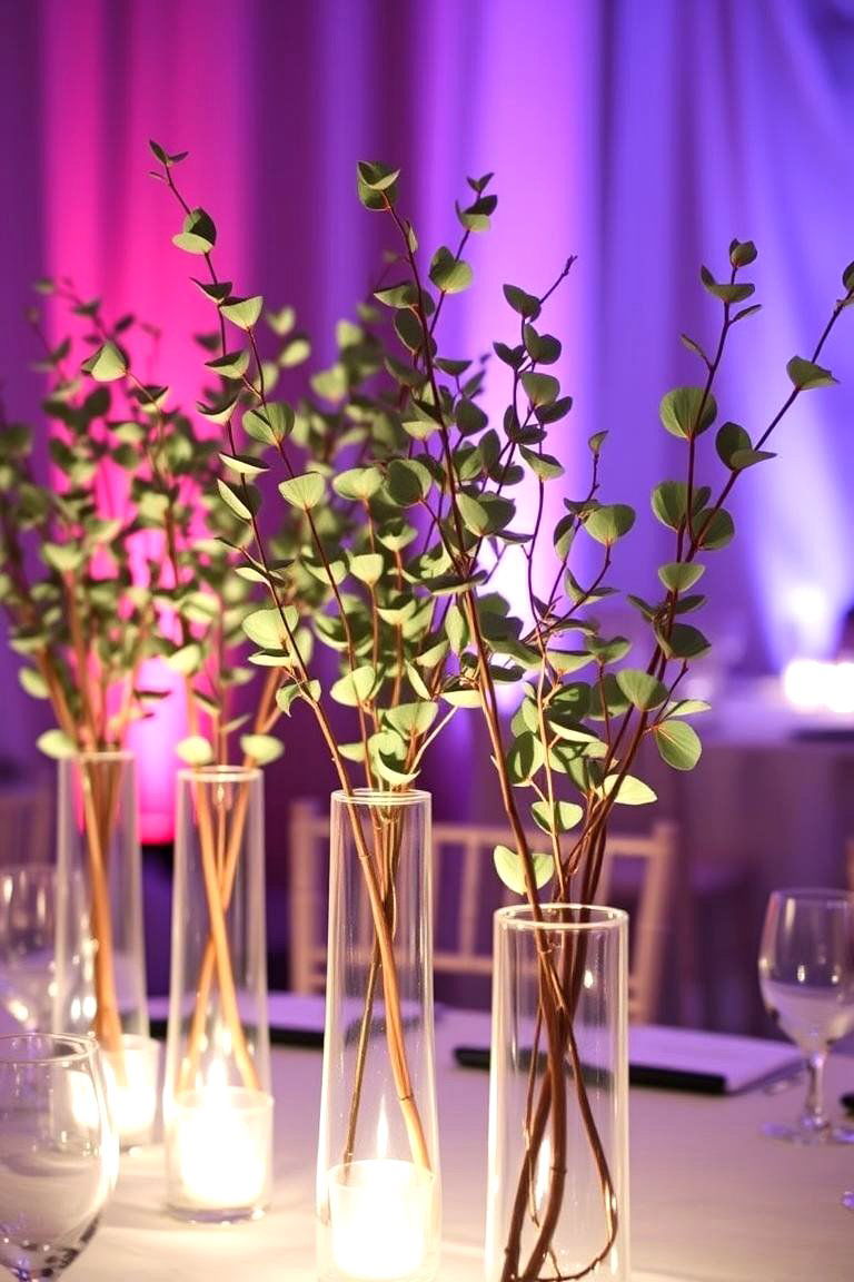 Eucalyptus in Glass Vases - 24 Eucalyptus Wedding Centerpieces