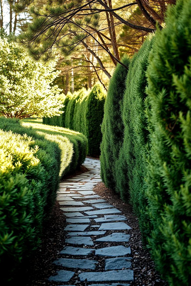 Evergreen Cottage Pathway - 24 Front Yard Evergreen Landscaping Ideas