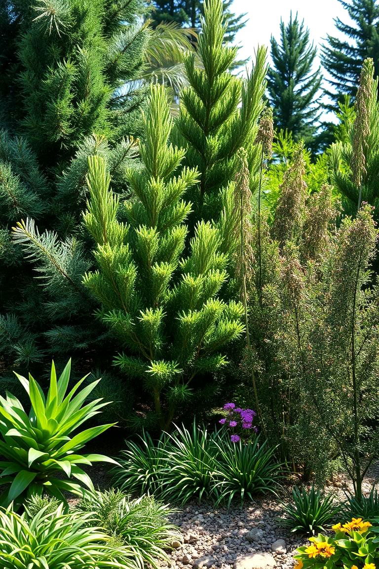 Evergreen Garden with Native Plants - 24 Front Yard Evergreen Landscaping Ideas