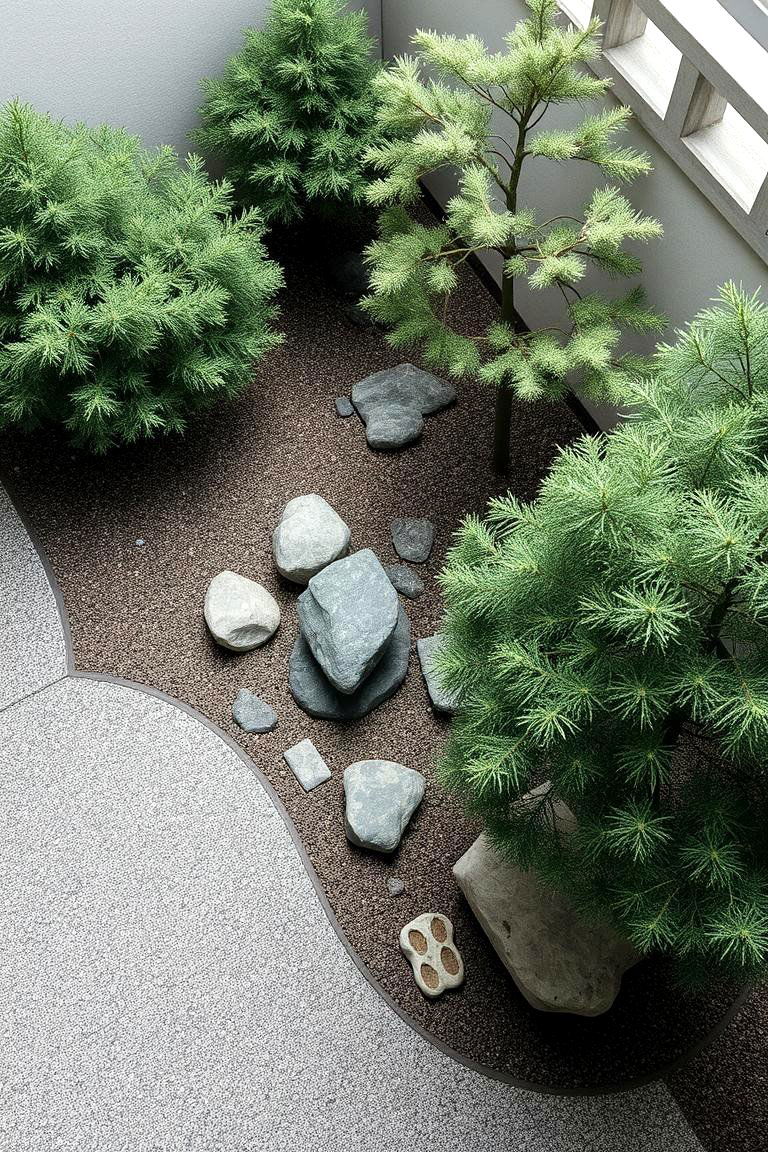 Evergreen Zen Garden - 24 Front Yard Evergreen Landscaping Ideas