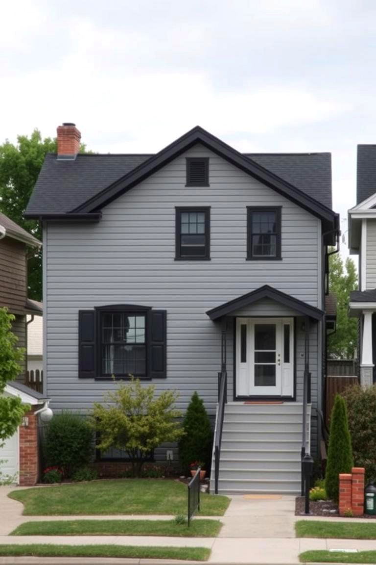 Evoking a Sense of Strength and Stability - 24 Grey House With Black Trim