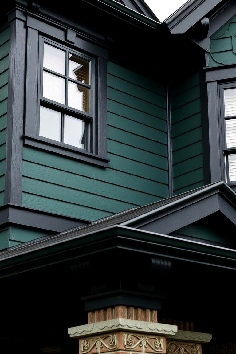 Exceptional Craftsmanship and Detail - 24 Forest Green House With Black Trim