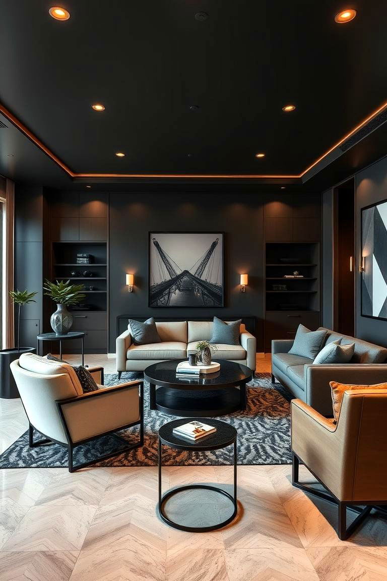 Executive Lounge Style - 24 Man Cave Living Room Ideas
