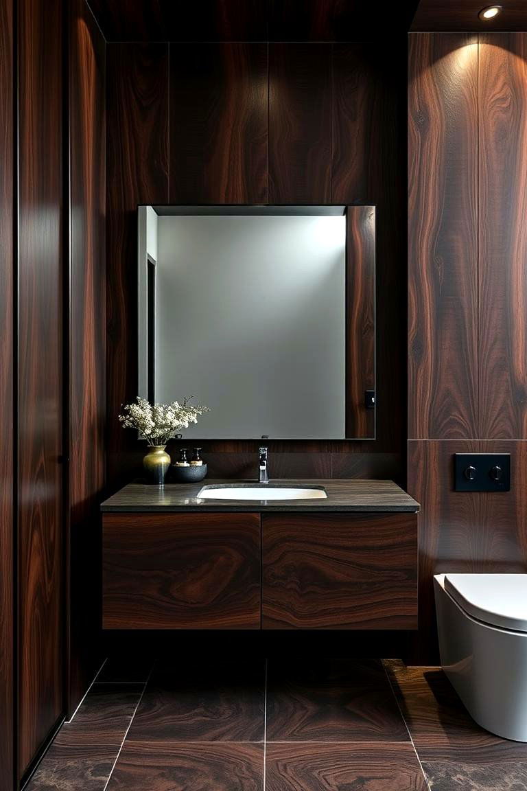 Exotic Hardwood Accent for a Bold Statement - 24 Ideas for Wood Floors in Bathrooms