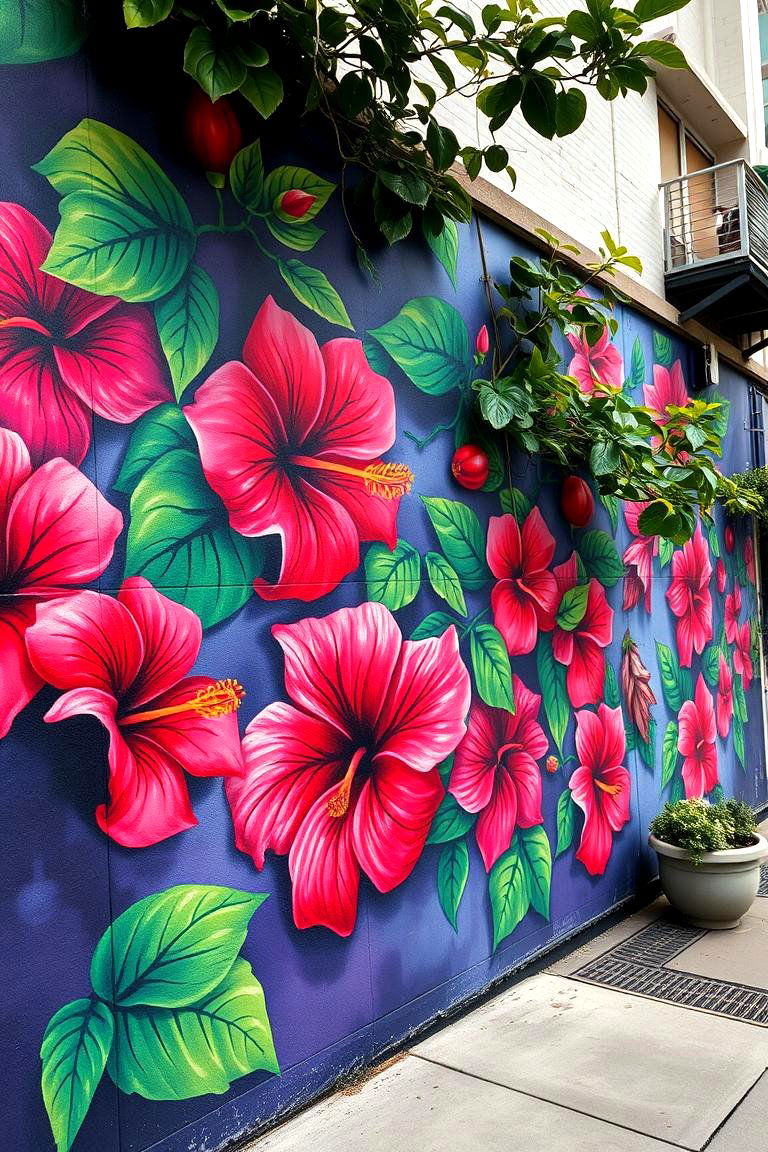 Exotic Hibiscus Harmony - 24 Flower Murals on Buildings