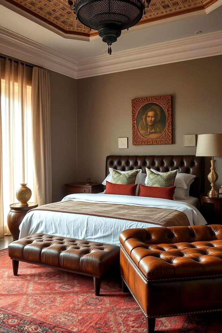 Exotic Leather Upholstery - 24 Moroccan Themed Bedroom Ideas