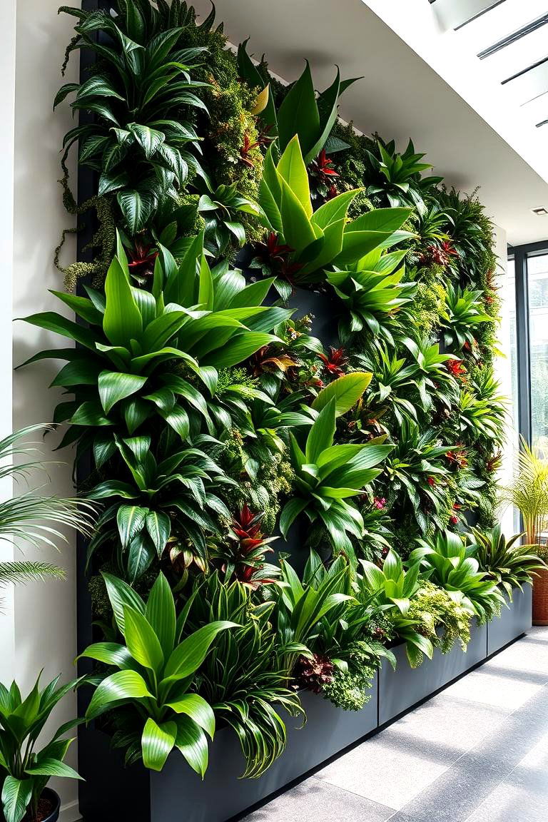 Exotic Plant Wall Display - 24 Tropical Patio Ideas