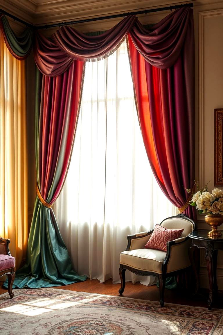 Exotic Silk Draperies - 24 Chinoiserie Living Room Ideas