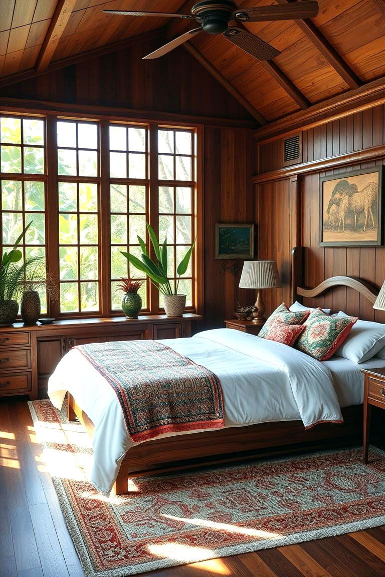 Exotic Wood Accents - 24 Tropical Bedroom Ideas
