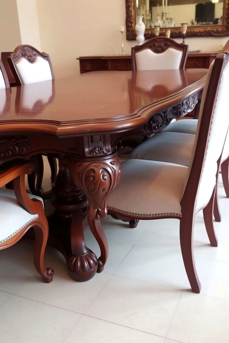 Exotic Wood Dining Table with Custom Carvings - 24 Luxury Dining Room Ideas