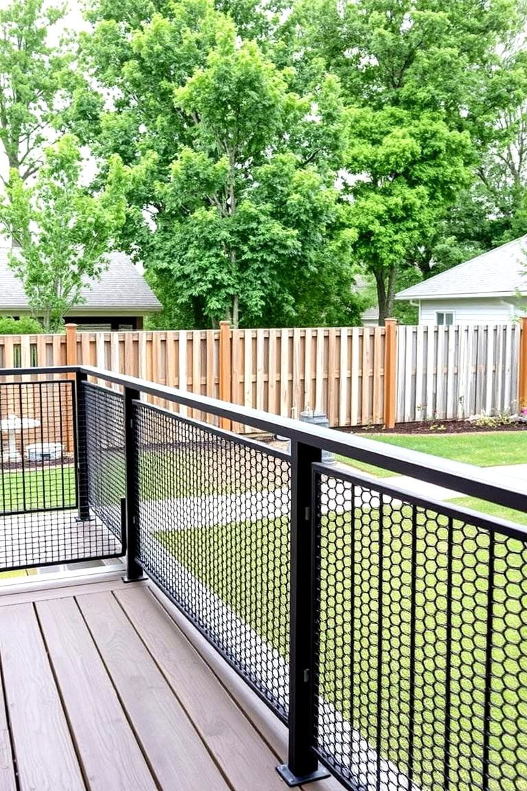 Expanded Metal Mesh Infill - 24 Metal Deck Railing Ideas