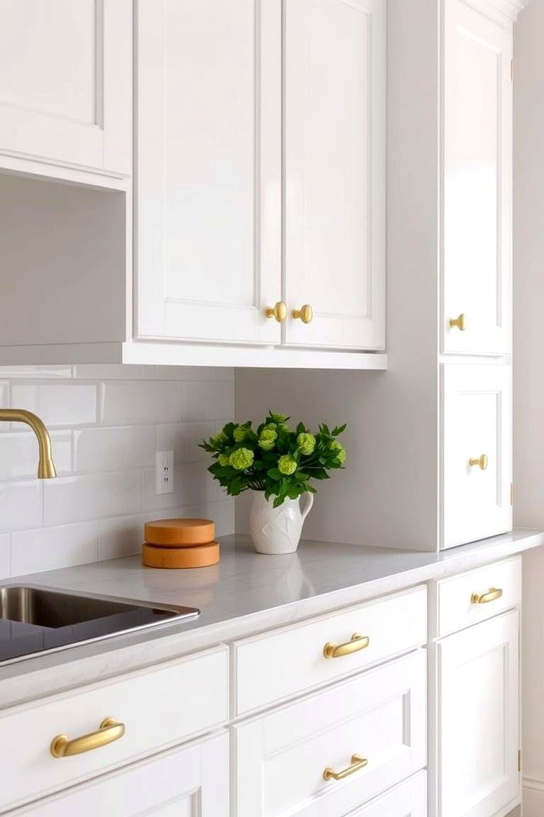 Experiment with Unique Cabinet Handles - 24 Small White Kitchen Ideas