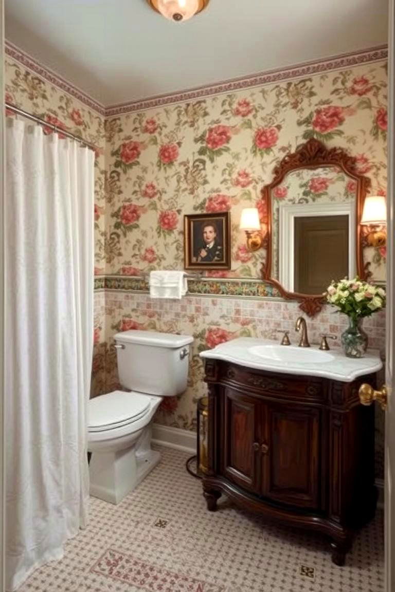 Experiment with Wallpaper - 24 Bathroom Decor Ideas