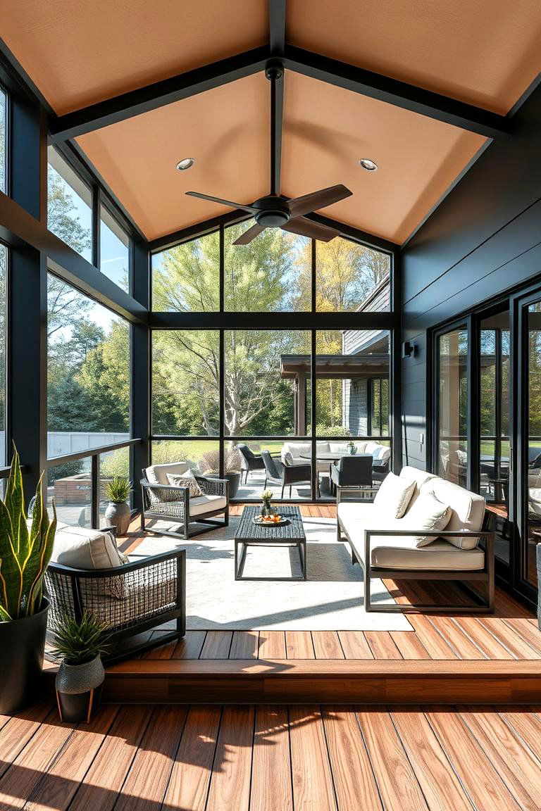 Explore a Bold Contemporary Look - 24 Sunroom and Deck Combo Ideas