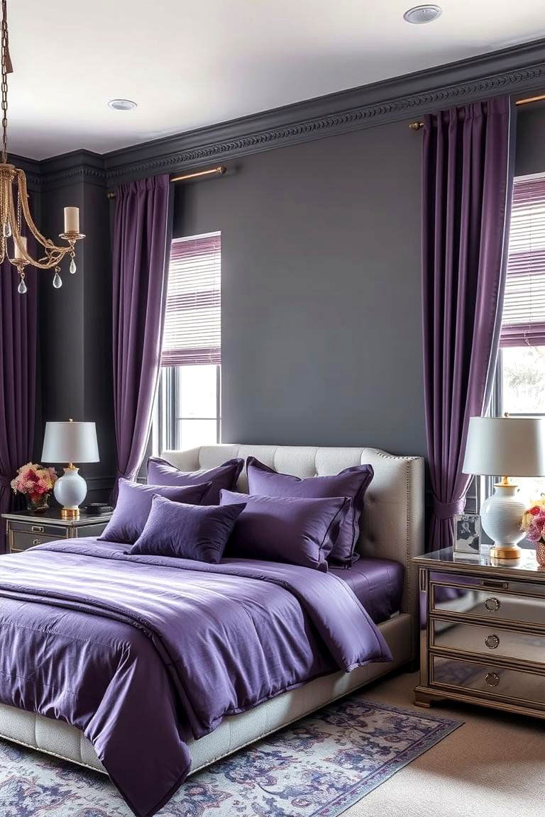 Explore a Harmonious Blend of Purple and Grey - 24 Purple Bedroom Ideas