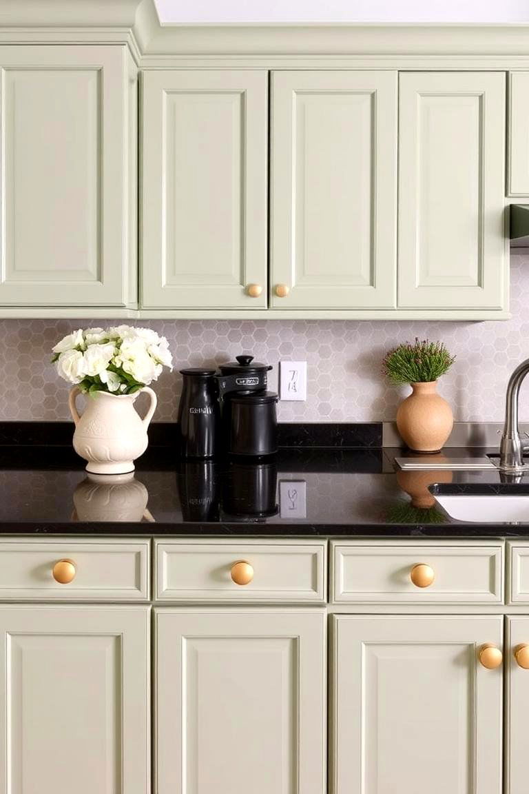 Exploring Various Shades of Green - 24 Green Kitchen Cabinets With Black Countertops