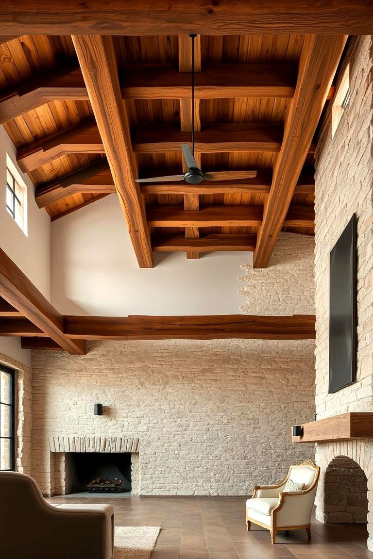 Exposed Beam Elegance - 24 Rustic Interior Design Ideas