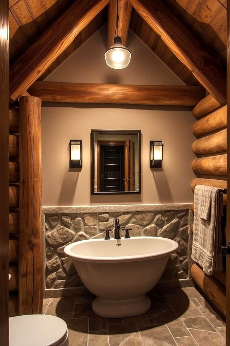 Exposed Beam Highlight Bathroom - 24 Log Cabin Bathroom Ideas