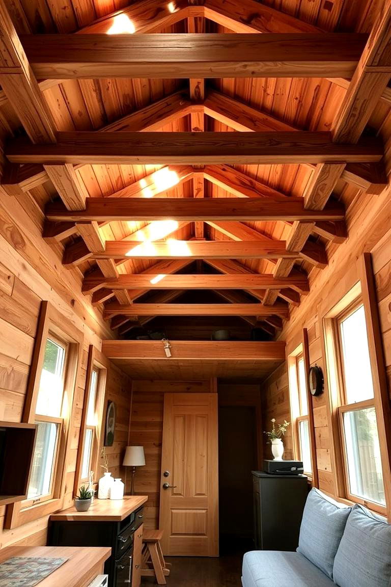 Exposed Beam Interior - 24 Rustic Tiny House Ideas