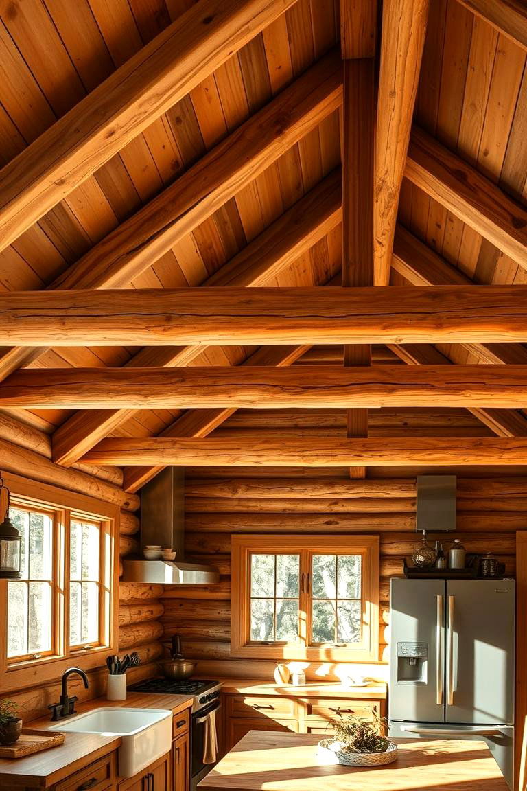 Exposed Beams Elegance - 24 Cabin Kitchen Ideas