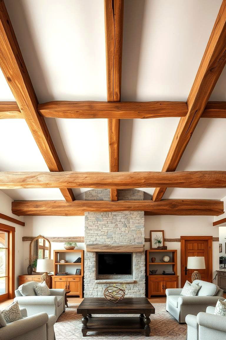 Exposed Beams Feature - 24 Cabin Living Room Ideas