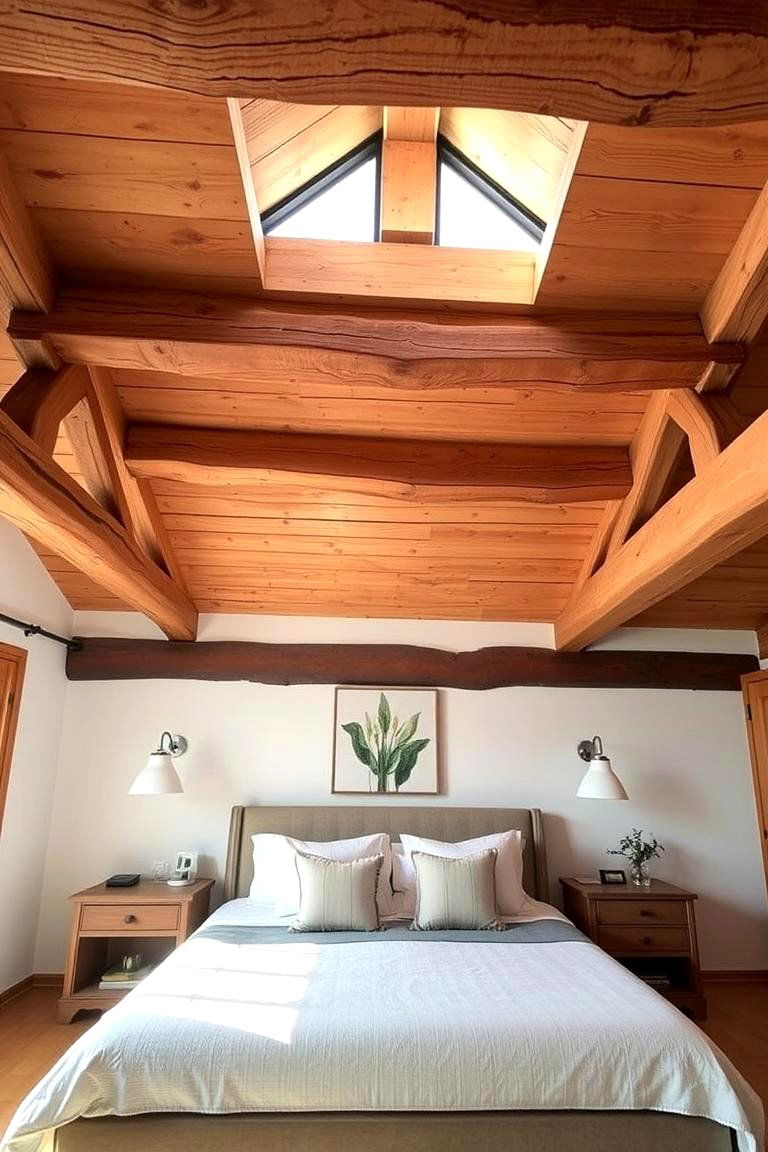 Exposed Beams Rustic Charm Meets Modern Style - 24 Bedroom Ceiling Ideas