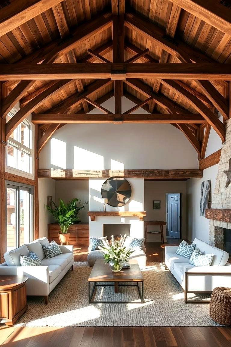 Exposed Beams and Natural Charm - 24 Farmhouse Living Room Ideas
