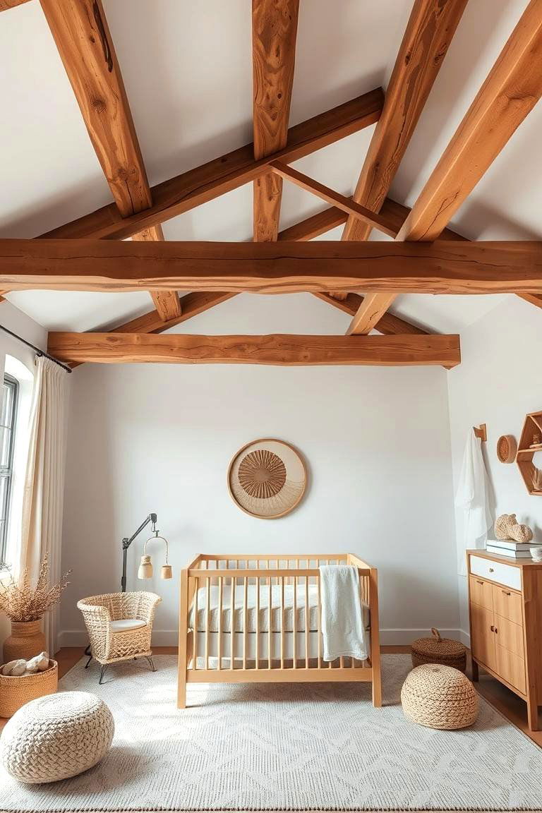 Exposed Beams and Natural Elements - 24 Farmhouse Nursery Ideas
