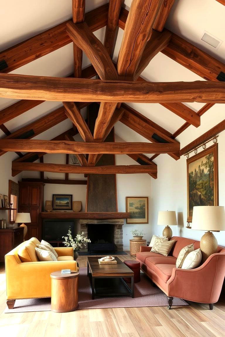 Exposed Beams and Structural Details - 24 Colonial Living Room Ideas