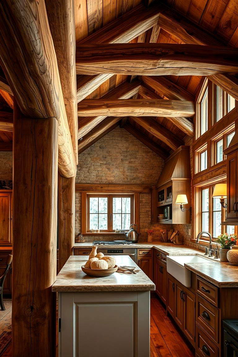 Exposed Beams for a Cozy Traditional Look - 24 Mountain House Kitchen Ideas
