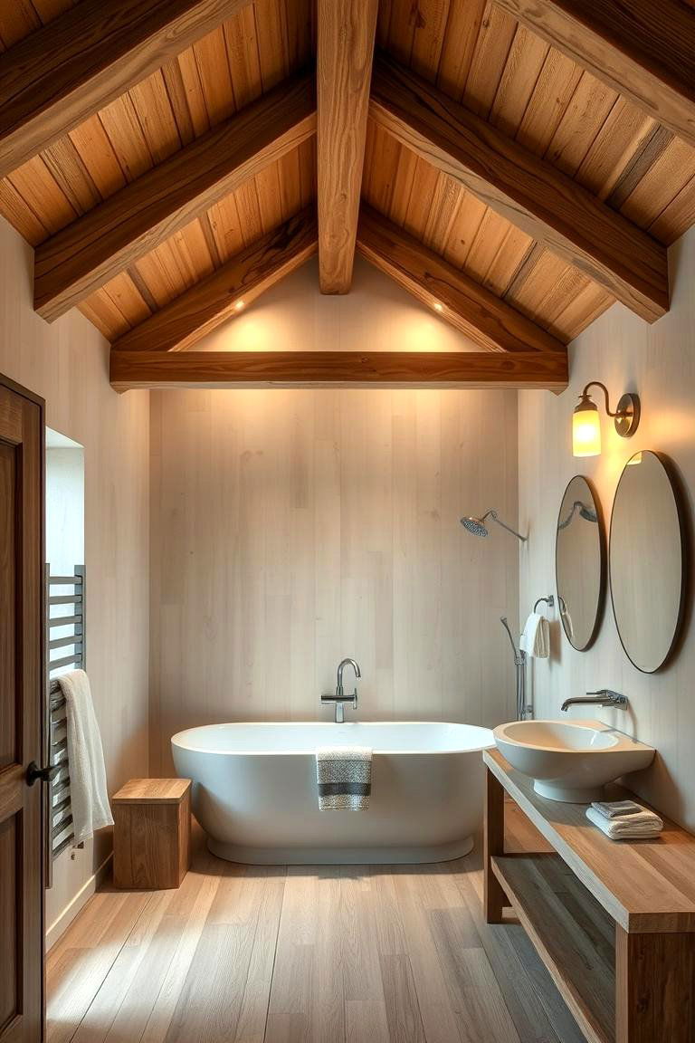 Exposed Beams with Soft Ambient Lighting - 24 Tuscan Bathroom Ideas