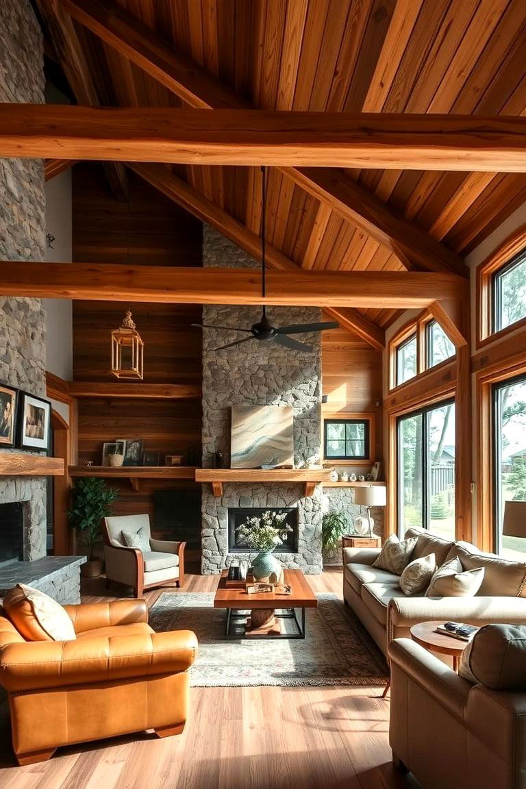 Exposed Beams with a Natural Finish for Warmth and Texture - 24 Decorative Ceiling Beam Ideas