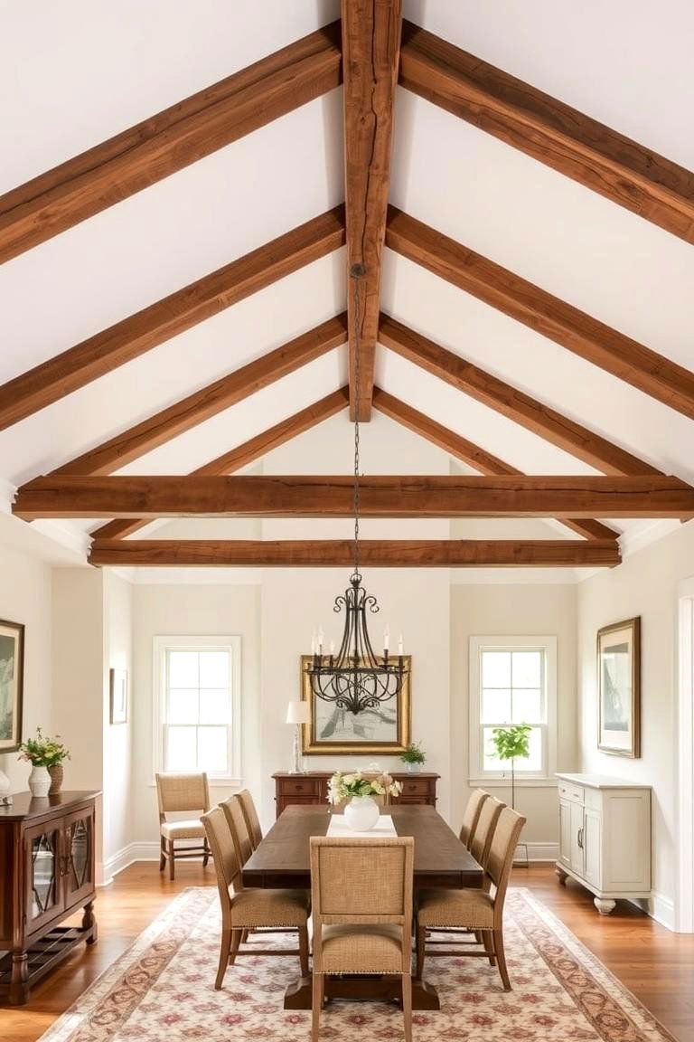 Exposed Beams - 24 French Country Dining Room Ideas