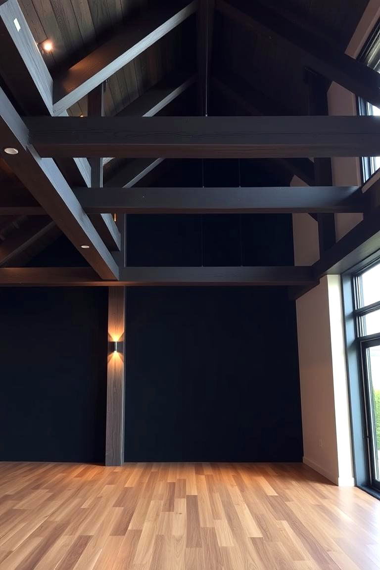Exposed Black Wood Beams - 24 Black Ceiling Design Ideas