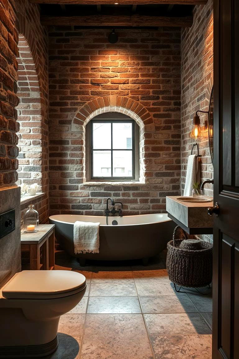 Exposed Brick Accents - 24 Mexican Bathroom Ideas