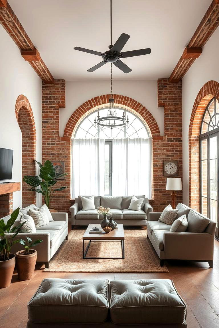 Exposed Brick Accents - 24 Mediterranean Living Room Ideas