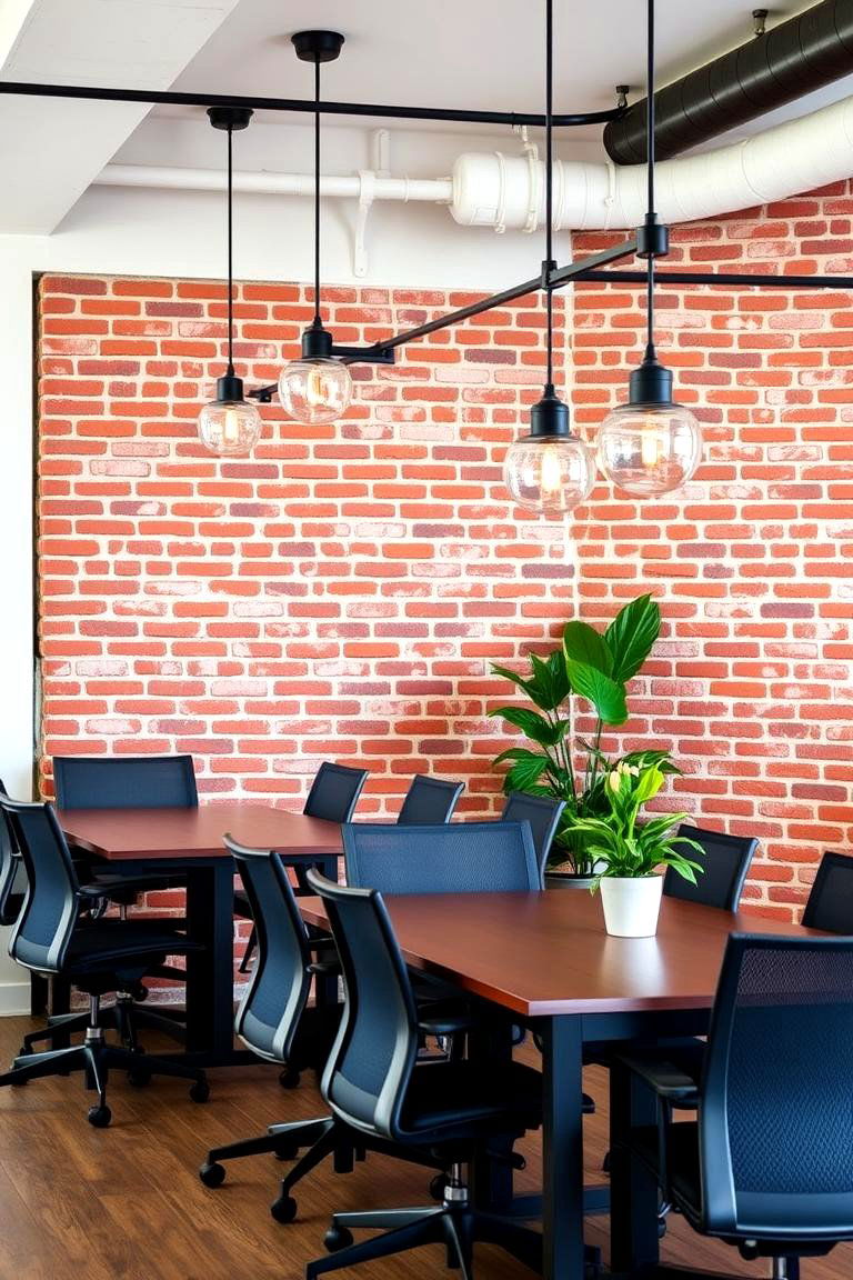 Exposed Brick Charm - 24 Office Accent Wall Ideas