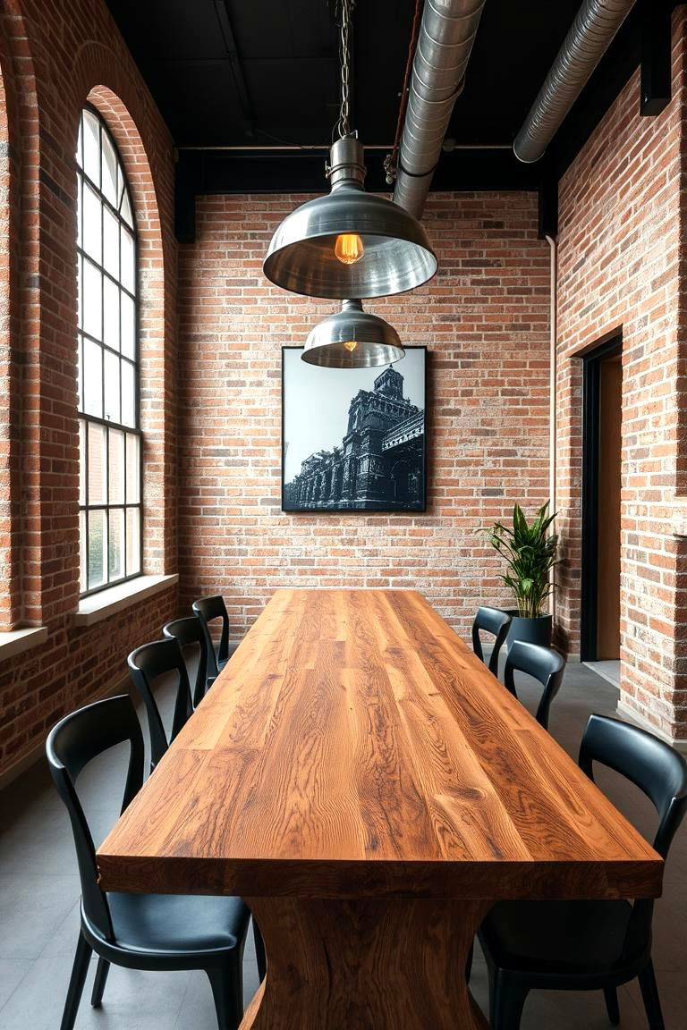 Exposed Brick Elegance - 24 Industrial Dining Room Ideas