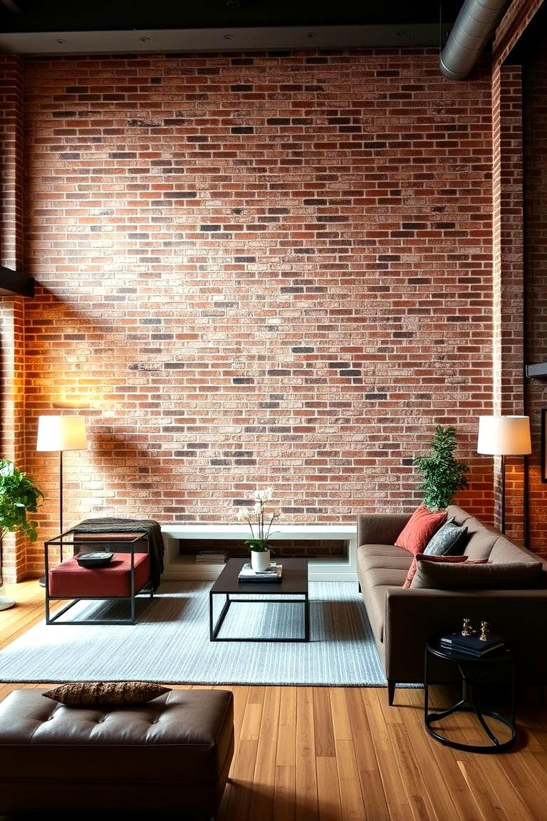 Exposed Brick Walls - 24 Industrial Living Room Ideas
