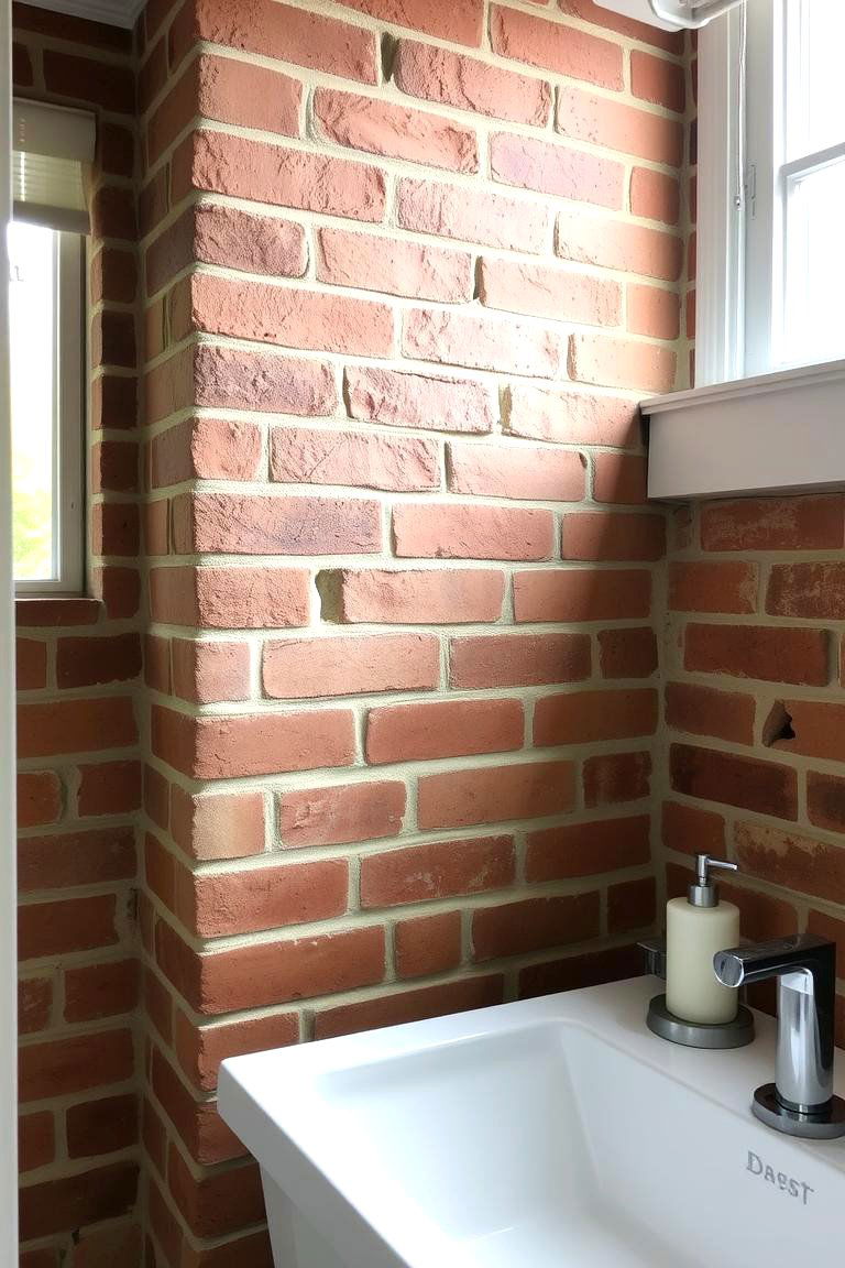 Exposed Brick for Rustic Charm - 24 Farmhouse Bathroom Ideas