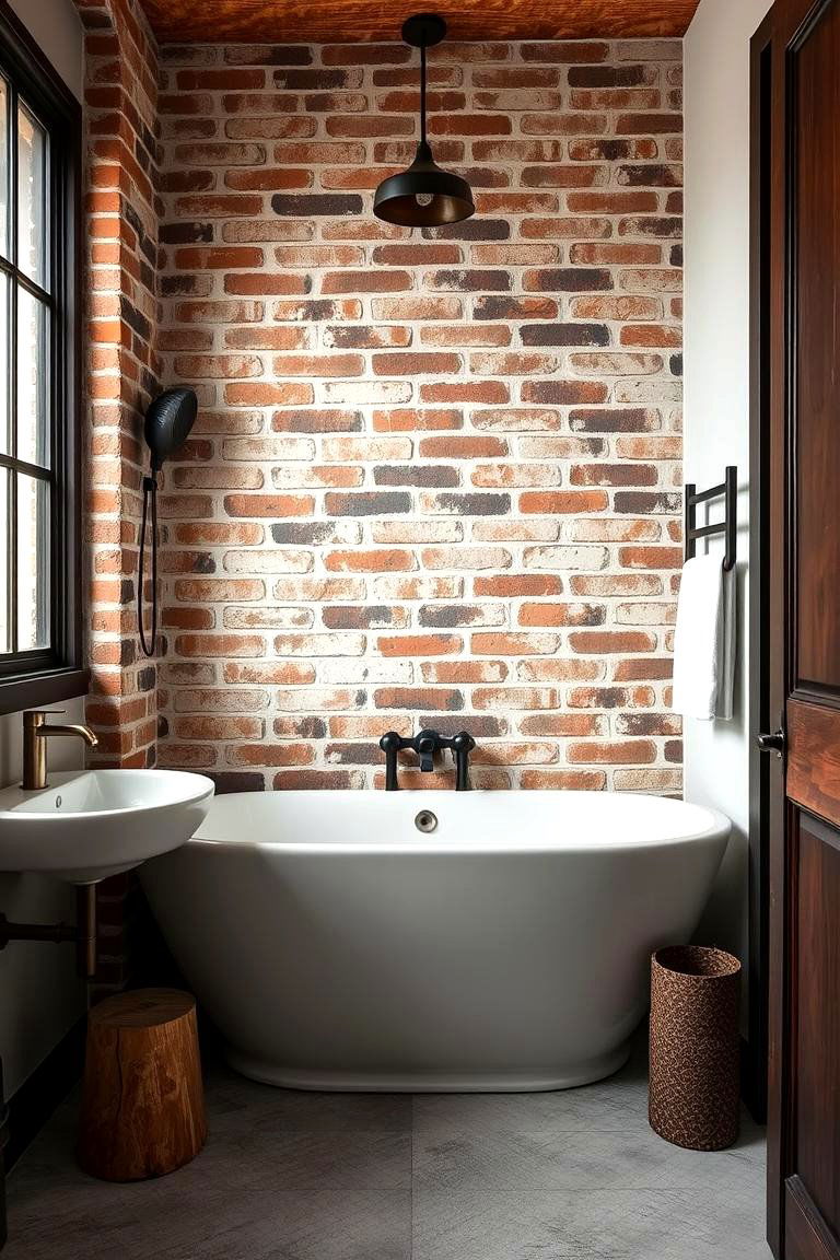 Exposed Brick for an Industrial Feel - 24 Bathroom Accent Wall Ideas